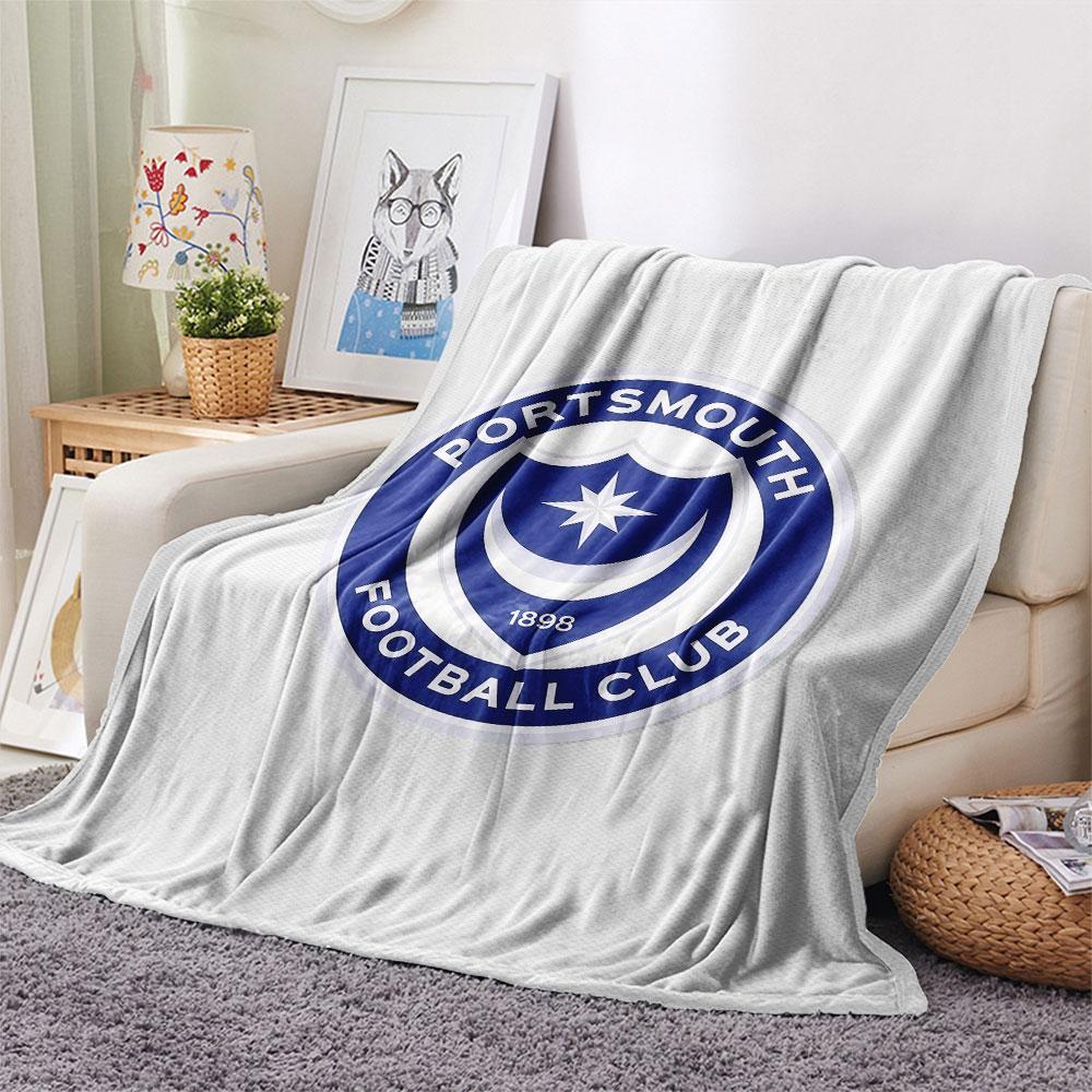1PC Portsmouth Football Club Patterned Flannel Blanket Suitable For All Seasons for Home Decor Warmth and Comfort Gifts Holiday Present