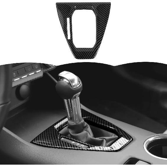 RT-TCZ Gear Shift Panel Cover Trim Center Console Interior Accessories for Ford Mustang 2024 2025,Automatic Gear (Black Carbon Fiber)