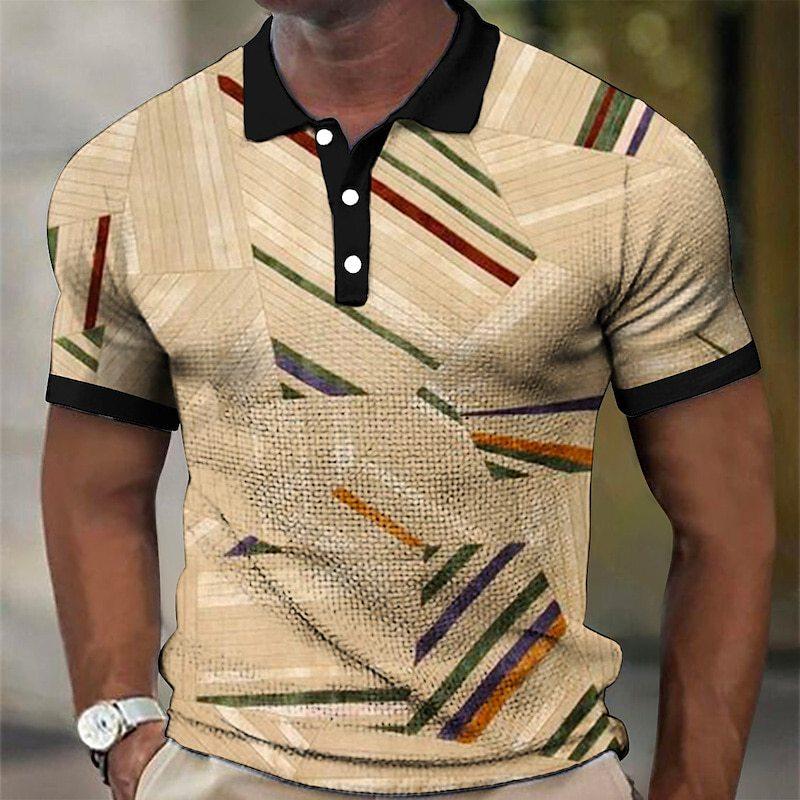 

men polo shirt short sleeve 3d print tops fashion polyester breathable comfortable polos shirts 4XL