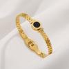 ZAKOL Stainless Steel 18k Gold Color Roman Black Shell Watch Bracelet Niche Design Zircon Gift for Women Men