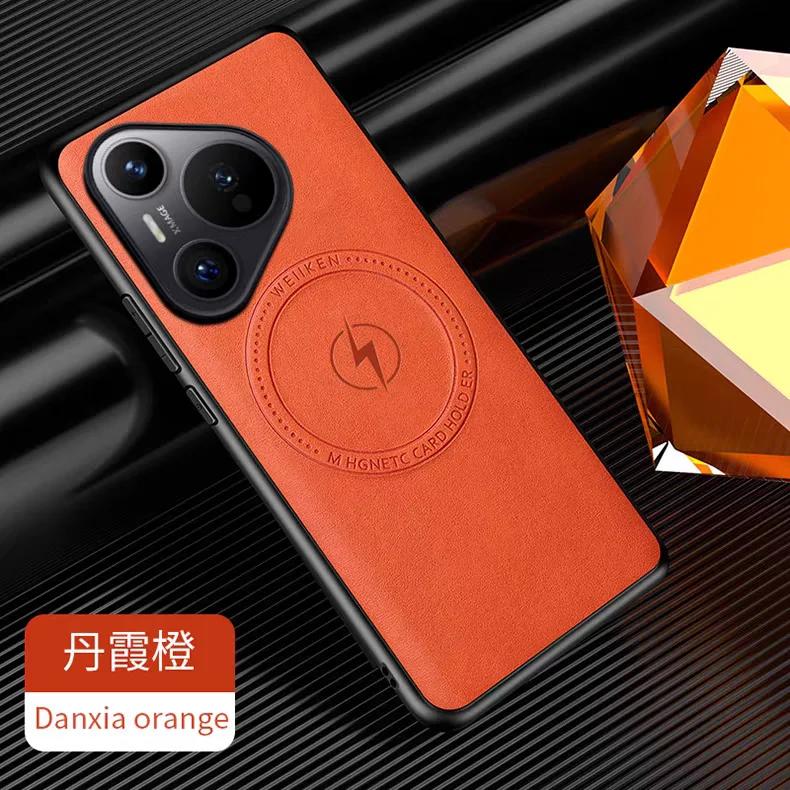 Luxury Ultra Thin Slim Leather For Magsafe Phone Case For Huawei Pura 70 P60 P50 P40 Pro Shockproof Bumper Business Phone Cover