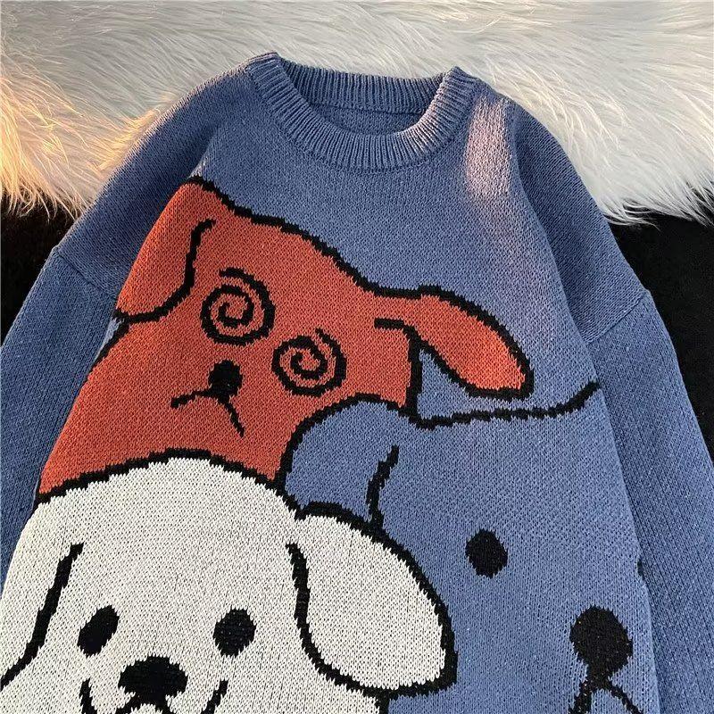 

Вязаный свитер, одежда для пар, осень и зима, модный бренд, мультфильм, повседневный, свободный, с круглым вырезом, свитер для женщин 2XL