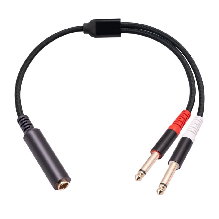 6.35mm To Dual 6.35mm Adapter Audio Cable Double 6.35mm 1/4" Stereo Adapter