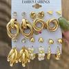 11 Pairs Combo Set Celebrity Inspired Latest Trendy Stylish Gold Plated Geometric Twist Pearl Hoop Dangle Earrings for Women and Girls