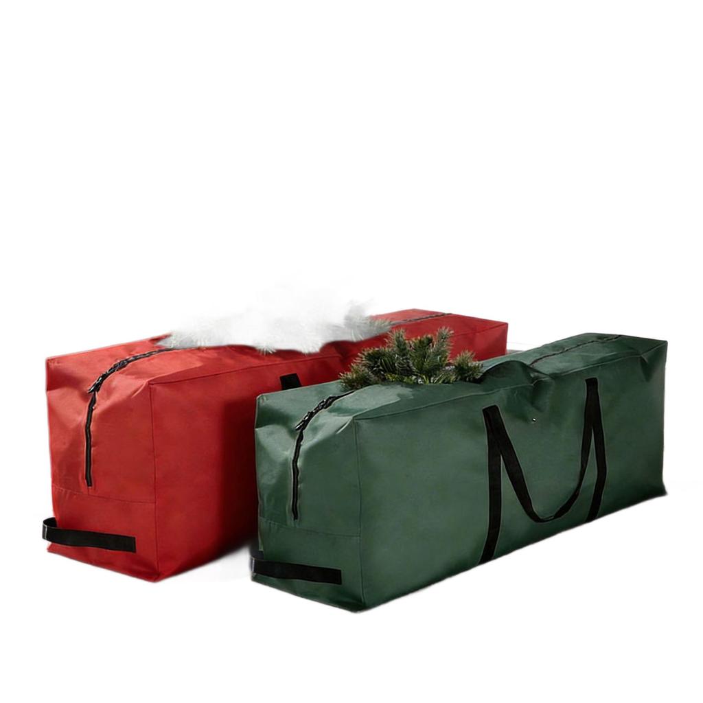 Waterproof Large Oxford Cloth Christmas Tree Storage Bag, Dustproof with Red and Green Design
