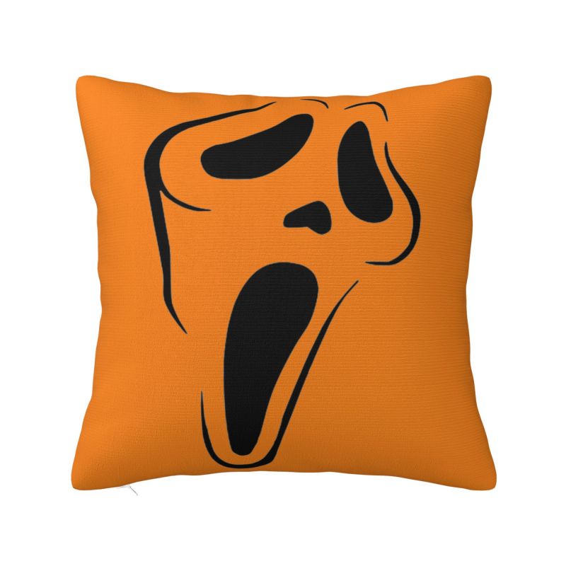 Halloween Horror Orange Ghost Pattern Pillowcover Decoration Cushions Cover Throw Pillow Case for Living Room Double-sided