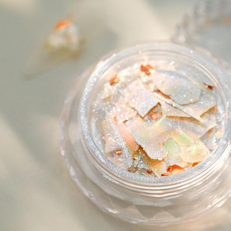 

1Pc Mixed Style Sparkling Colorful Shell Slices Opal Powder Dreamy Cloud Brocade Sparkling Powder Flower Thin Nail Glitter