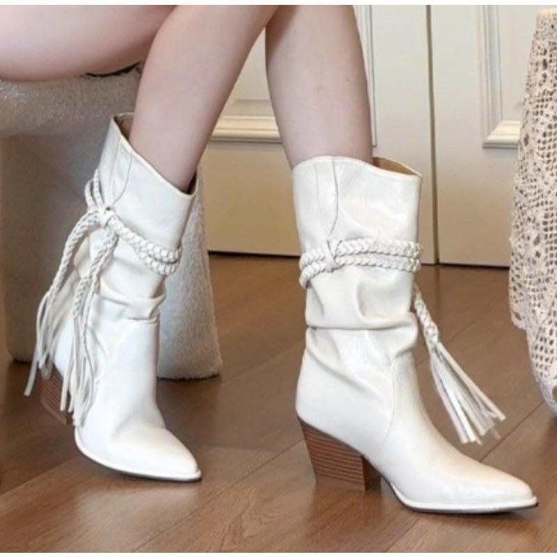 

Fashion New Style Vintage Women s Spring and Autumn Retro Fashion Boots Thick Heel Long Tube Slim Stacked Middle Tube Boot Zapatos Mujer 35