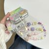 Braccialetto Orsetto Cartone Animato Carino Custodia Arcobaleno per Samsung Galaxy Z Flip 6 5 4 3 flip6 Catena da Polso con Perline Copertura Morbida in Silicone Antiurto