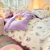 100% Cotton Lavender Print Duvet Cover Set 3-Piece (1 Duvet + 2 Pillowcases) - Breathable & Fade-Resistant, Bedding Set