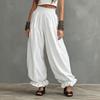Women's Casual Lantern Pants High Waist Wide Leg Ruffle Hem Loose Fit Long Trousers Summer Lightweight Comfortable Design