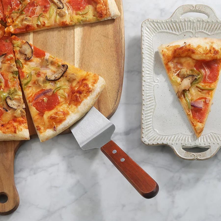 Edelstahl Pizzaheber Pizza Spatel mit rutschfestem, hitzebeständigem Griff zum Backen im Pizzaofen, für die Heimküche