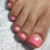 Pink Gradient Heart Nail Art Stickers - Short Wearable Pedicure Pieces
