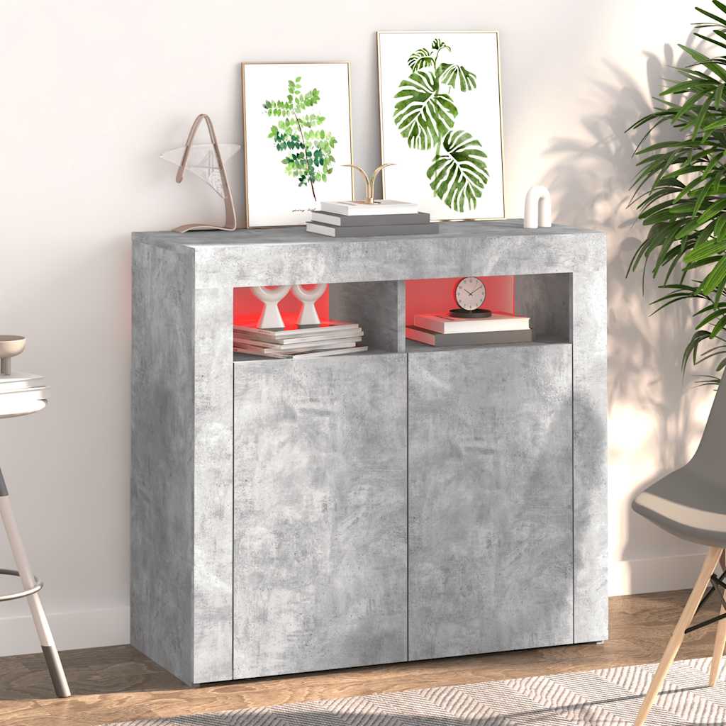 Vidaxl Cabinet With LED Lighting, Concrete Gray, 80 X 35 X 75 Cm