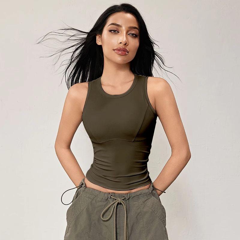 

Sports Intimates Women s Shockproof Push-up Yoga Vest Women s Summer New Arrival Pilates Tops Breast Holding Workout Bra Army Green M