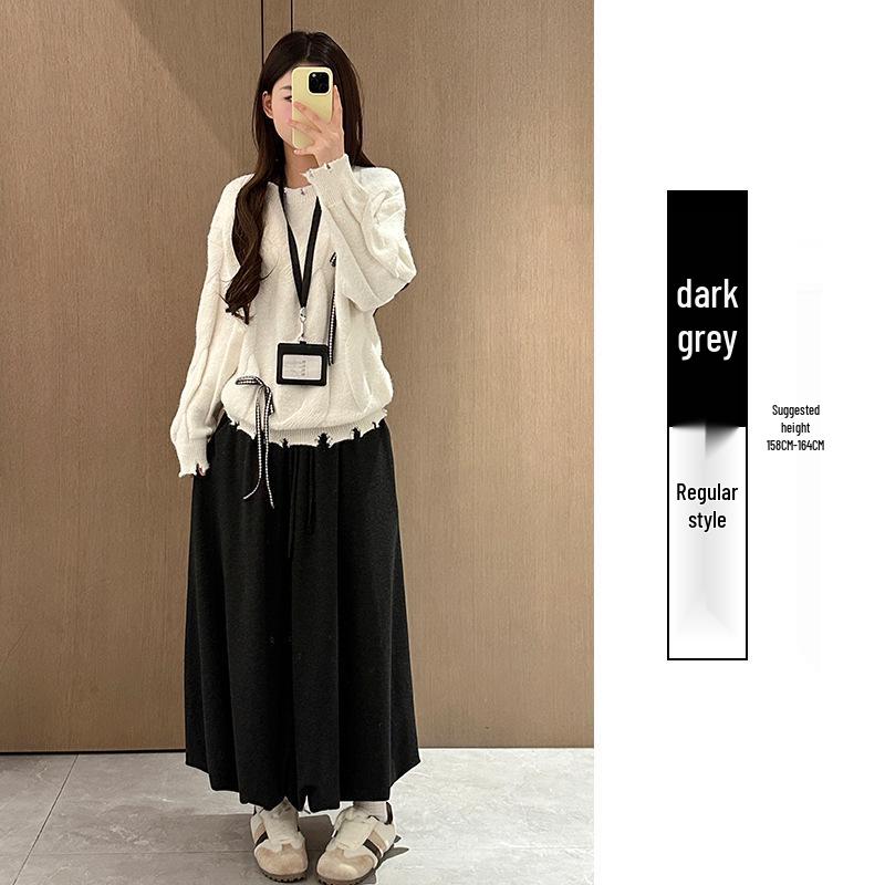 Khaki Sticky Rice Bud A-line Skirt: Women's High Waist Slimming Mid-length for Autumn 2025