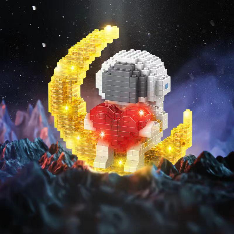 Astronaut Baustein Lit Space Mondsatellit Diamantbaustein Bauspielzeug Geeignet für Kinder