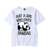 Men's T-shirt Just A Girl Who Loves Pandas Graphic Tee Shirt Funny Animal Tshirts Men Short Sleeve T Shirt Cartoon Panda Top Y2k