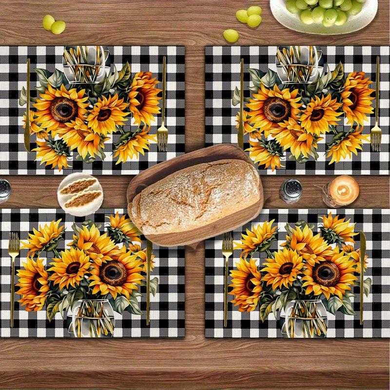 4Pcs, Sunflower Placemats, Best Quality Placemats, Washable, Suitable for Holiday Parties, Home Decor