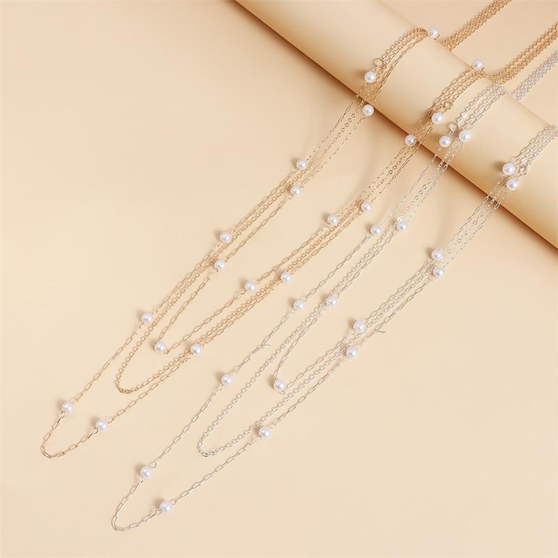 Fashion Long Pendant Necklace With O Link Chain And Pearl For Daily Wear