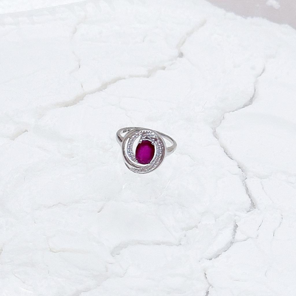 Silver Ring with Natural Ruby 2.03ct, Cubic Zirconia, Weight of the Product 4.22 G (2165125)