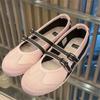 Pink ballet sports inner flat single shoes women's 2025 new spring skirt Mary Jane small leather shoes