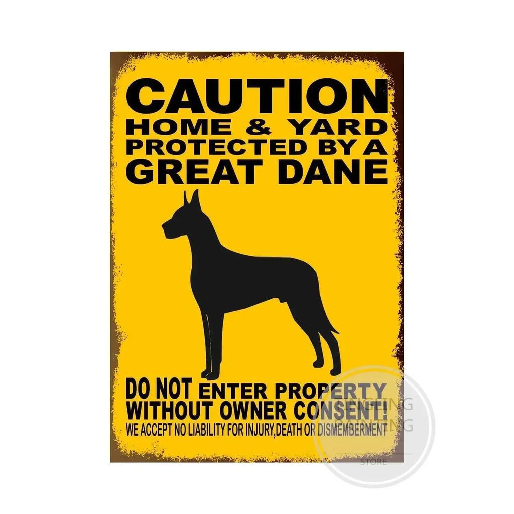 Vintage Retro Tin Signs Beware Of Dog  Metal Wall Stickers for Garden Family House Door Decoration