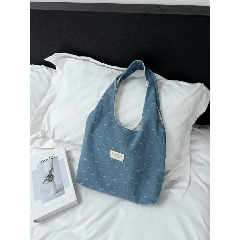 

Женская сумка-бант большой вместимости, повседневная и расслабленная сумка-тоут на одно плечо для поездок на работу синий