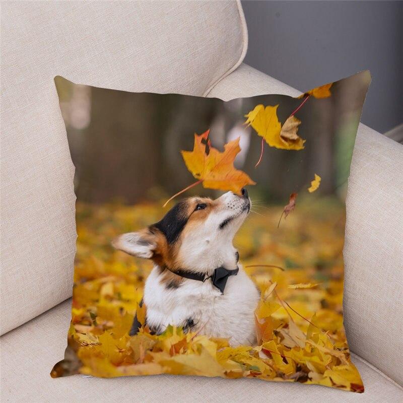 Cute Welsh Corgi Pembroke Dog Pillowcase Cushion Cover Decorative  45x45cm