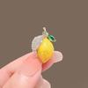 Women Brooch Sparkling Rhinestones Small Lemon Shape Lapel Pin Suits Coats Bags Scarves Badge Versatile Accessory