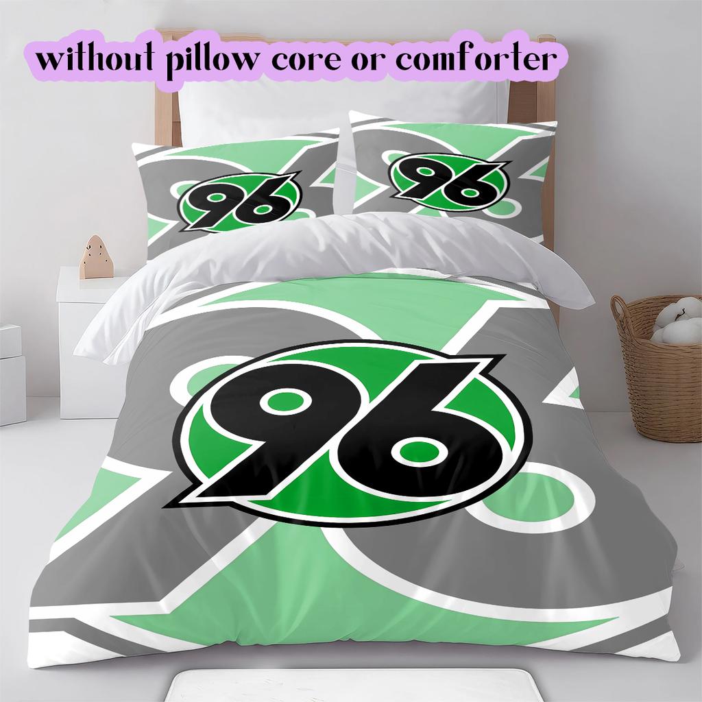 Hannover 96 Pattern Bedding Quilt Set Quilt Cover Pillowcase Home Decoration Birthday Gift (1 * Duvet Cover + 2 * Pillowcase, Without Core)