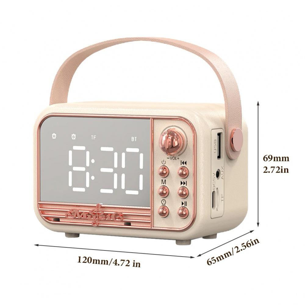 HIFI Wireless Portable Retro -compatible Speaker Alarm Clock Aux Stereo USB Loud Home Decor Aesthetic Gift