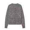Damen 2026 Pailletten Strick Cardigan Pullover - Streetwear Stil Rundhals Langarm Knopfleiste