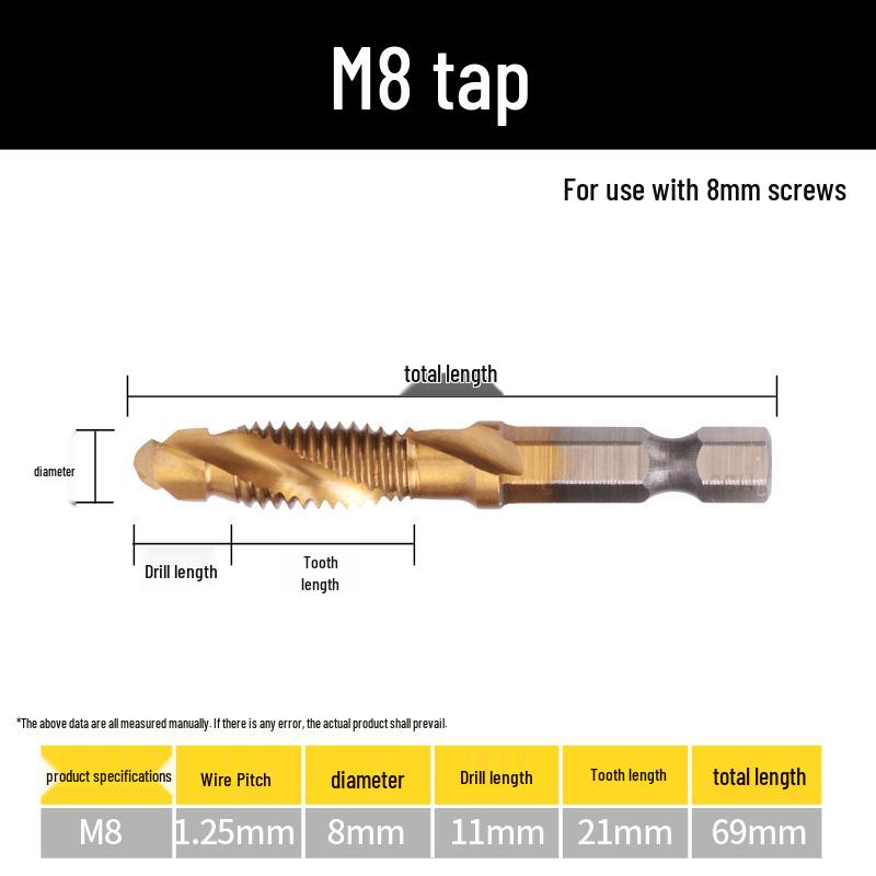 Cobalt Drill-Tap Combo for Stainless Steel: Taper Tap Set with Integrated Drilling and Thread Tapping.