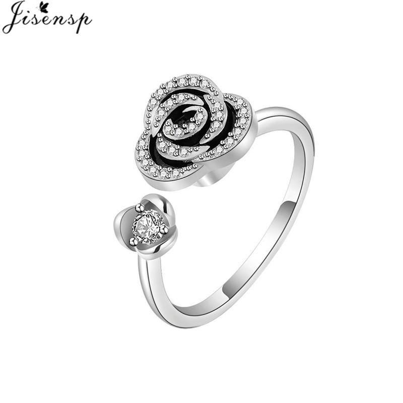 Luxury Anxiety Ring Fidget Spinner Ring for Women Crystal Flower Butterfly Animal Finger Ring Rotate Anti Stress Wedding Jewerly