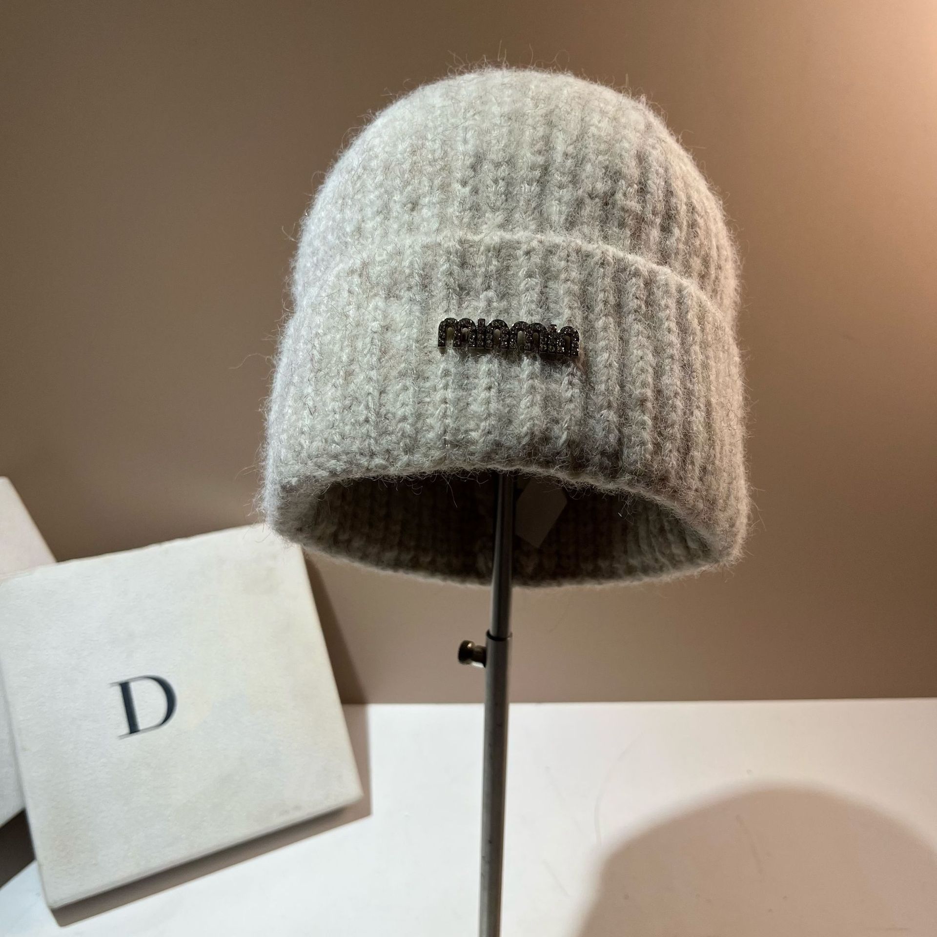 Min Camel Wool Knitted Hat Outdoor Warm Soft Waxy Elastic Bag Head Wool Ear Protection Hat Women One size