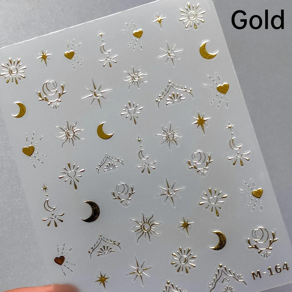 1 piece 5D silver nail stickers metal mini star nail art stickers high quality exquisite decals self-adhesive nail art stickers