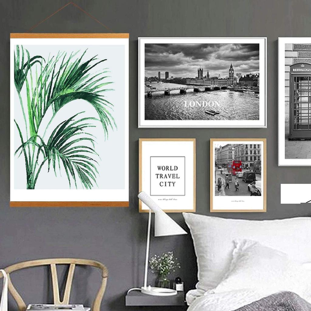 Wfledlig Wooden Poster DIY Poster Scroll Wall for Interior Office and Room Decoration Hanger, Frame, Hanging, Square, (Wood Color, 20cm)