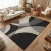Black White Abstract Bath Mat - Geometric Non-Slip Flannel Rug for Kitchen Shower Tub, Soft Modern Home Decor Bedroom Office