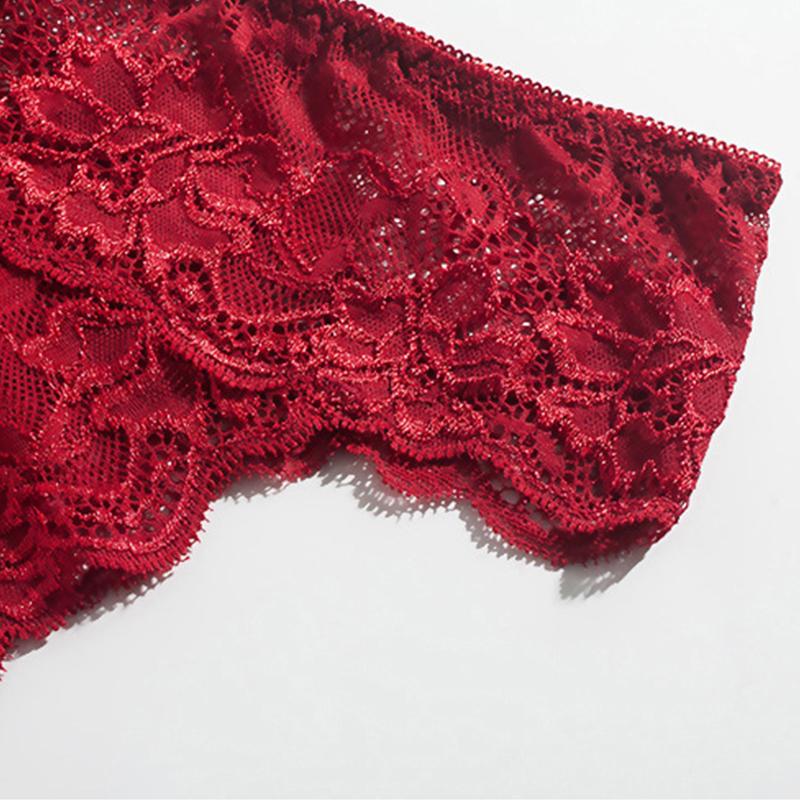 3pcs Lady Open Crotch Panties Low Waist Erotogenic Lace Open Crotch Underwear for Women Burgundy Black White 3XL