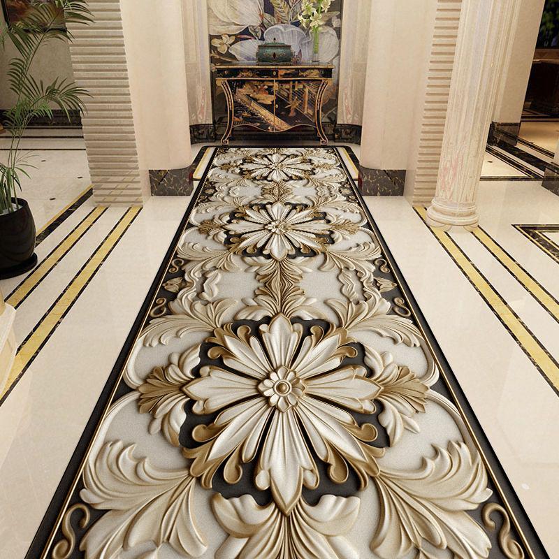 

Modern 3D Decoration Corridor Carpet Luxury Flower Long Hallway Carpets Home Hall Aisle Runner Rug Room Decor Bedside Floor Mat 60x200cm 23.6x78in