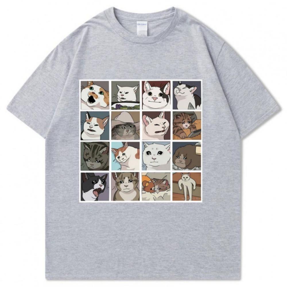 New animal dog cat print summer mens and womens loose casual tops