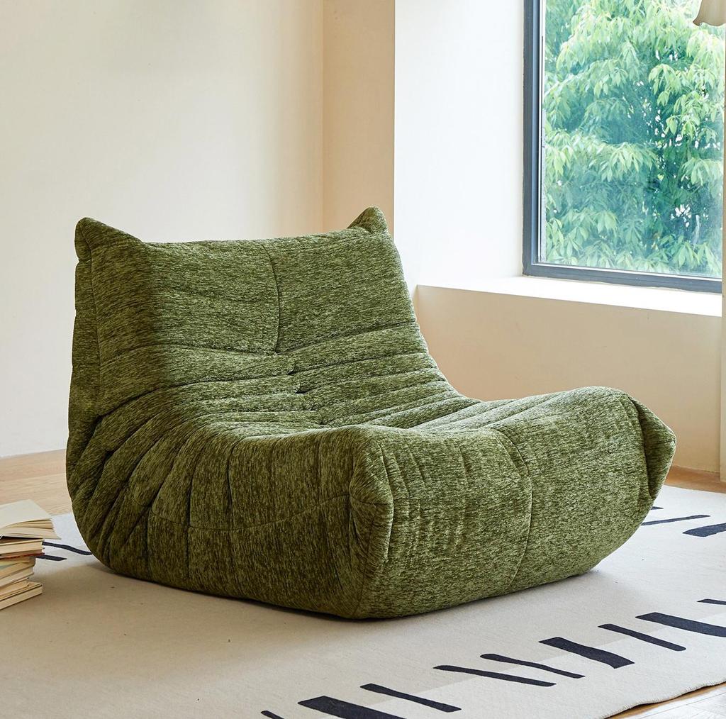 Caterpillar Cream Reclining Sofa Chair for Living Room & Balcony