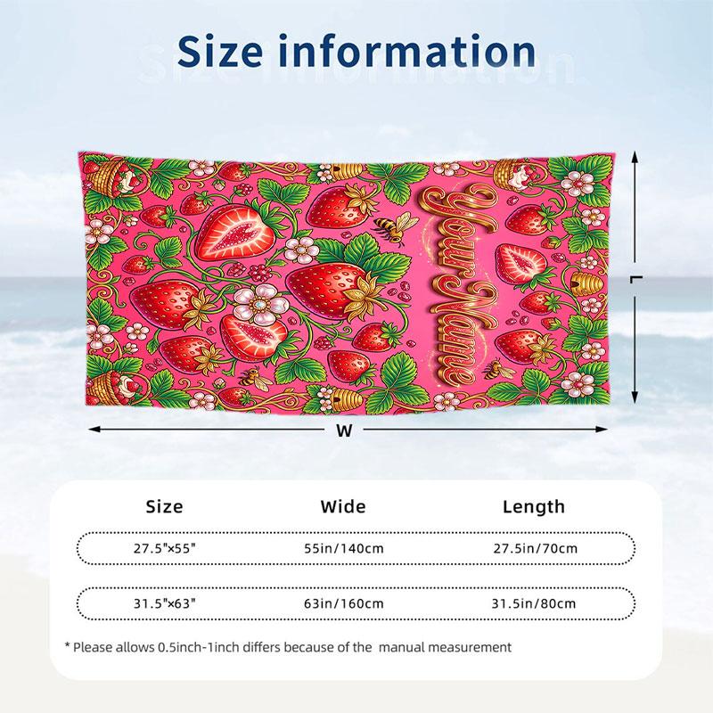 Floral Garden Theme Beach Towel Personalized Custom Name & Text Soft Quick Dry Beach Towel for Swimming Travel