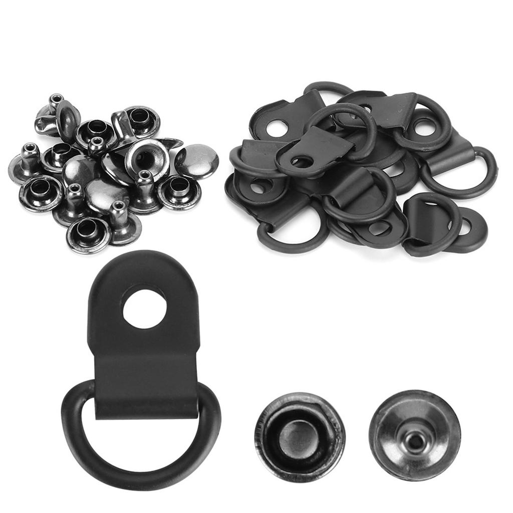 100 Set Schnürsenkel Haken DRing Öse Schnalle Messing Schuh Leder DIY Niet Werkzeug Matt Schwarz 9x14mm