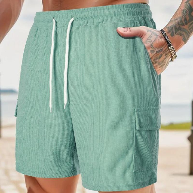 Pantaloni Sportivi Estivi a Laccio Monocolore Velluto a Coste Semplici Pantaloncini a Cinque Quarti Pantaloncini da Uomo Multitasche Pantaloni Casual Pantaloncini da Uomo