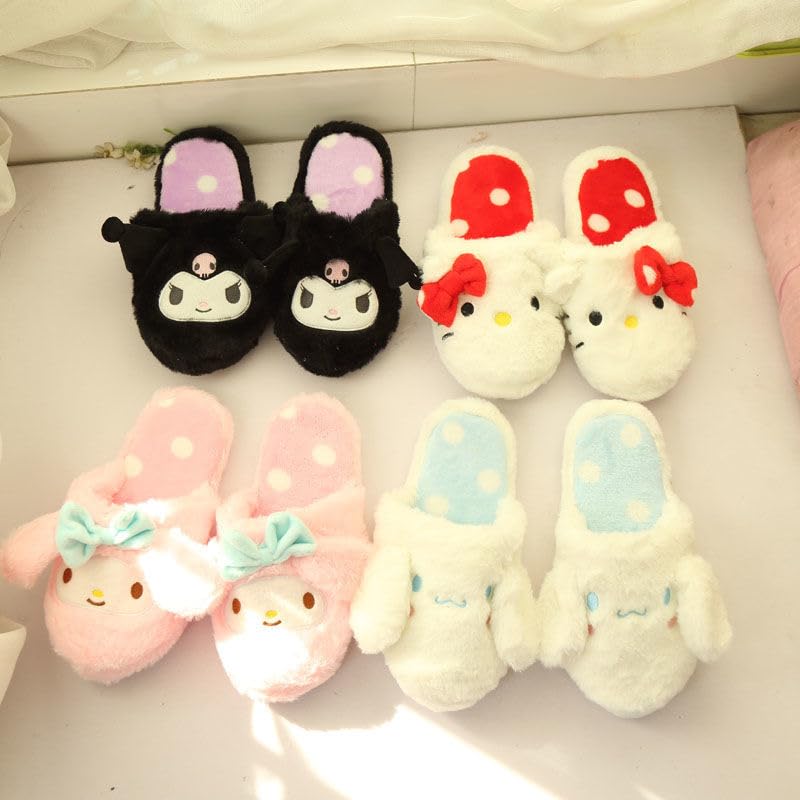 THEBEASTPIE Cinnamoroll and Kuromi Fluffy Room Shoes for Fall and Indoor and Bathroom Quiet and Cute Character Stylish Gift Slippers, Winter, Use,