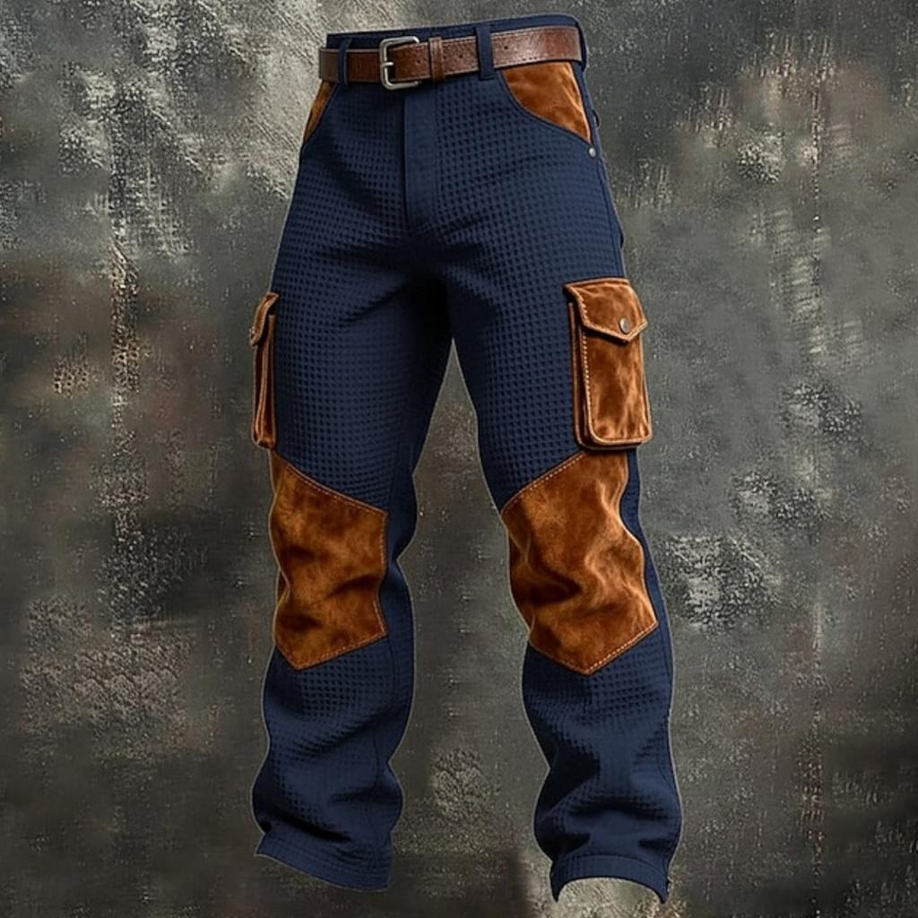Men's Casual Retro Multi-pocket Cargo Pants And Men's Color-block Trousers