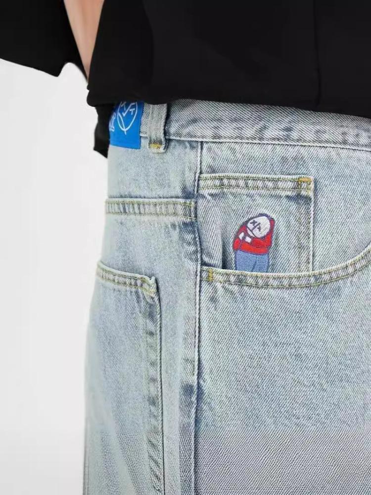 Nya Harajuku Hip Hop Tecknad Y2K Big Boy Jeans Grafisk broderi Baggy Jeans Byxor Hög midja Bred Ben Byxa Streetwear