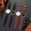 Men's Analog Quartz Watches Minimalist Three-Hand Watch Classic Adjustable Leather Strap Watch for Fathers Husbands Gifts for Office Party Dating